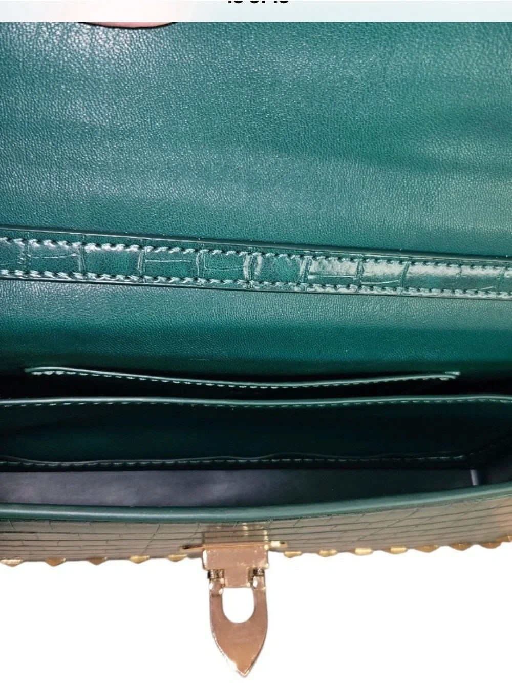 Green Studded Crossbody Clutch with Gold Hardware